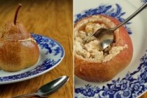 Груши с творогом и орехами запеченные в микроволновке