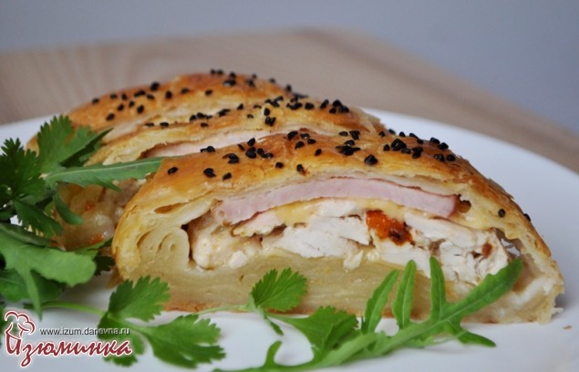 пирог с курицей из слоеного теста пирог с курицей из слоеного теста