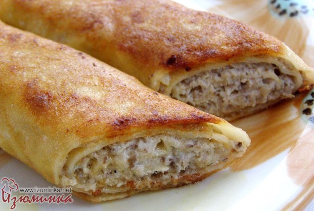 блинчики с курицей и грибами