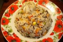 Постный плов с диким рисом и овощами