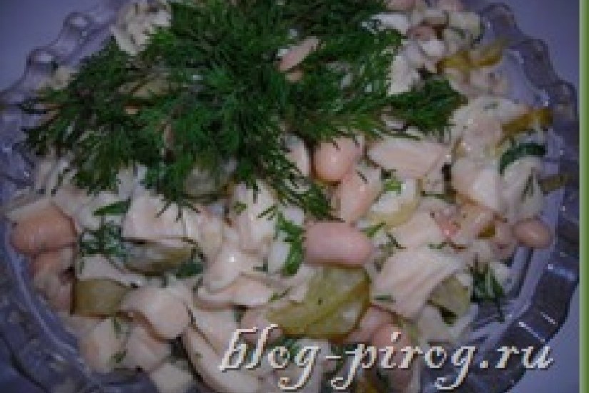 Салат с мясом криля и кальмарами «Флотилия»